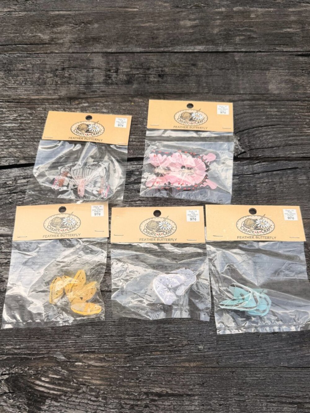 Vintage Create A Craft Lot of 5 Feather Butterfly Packs Scrapbooking Butterflies